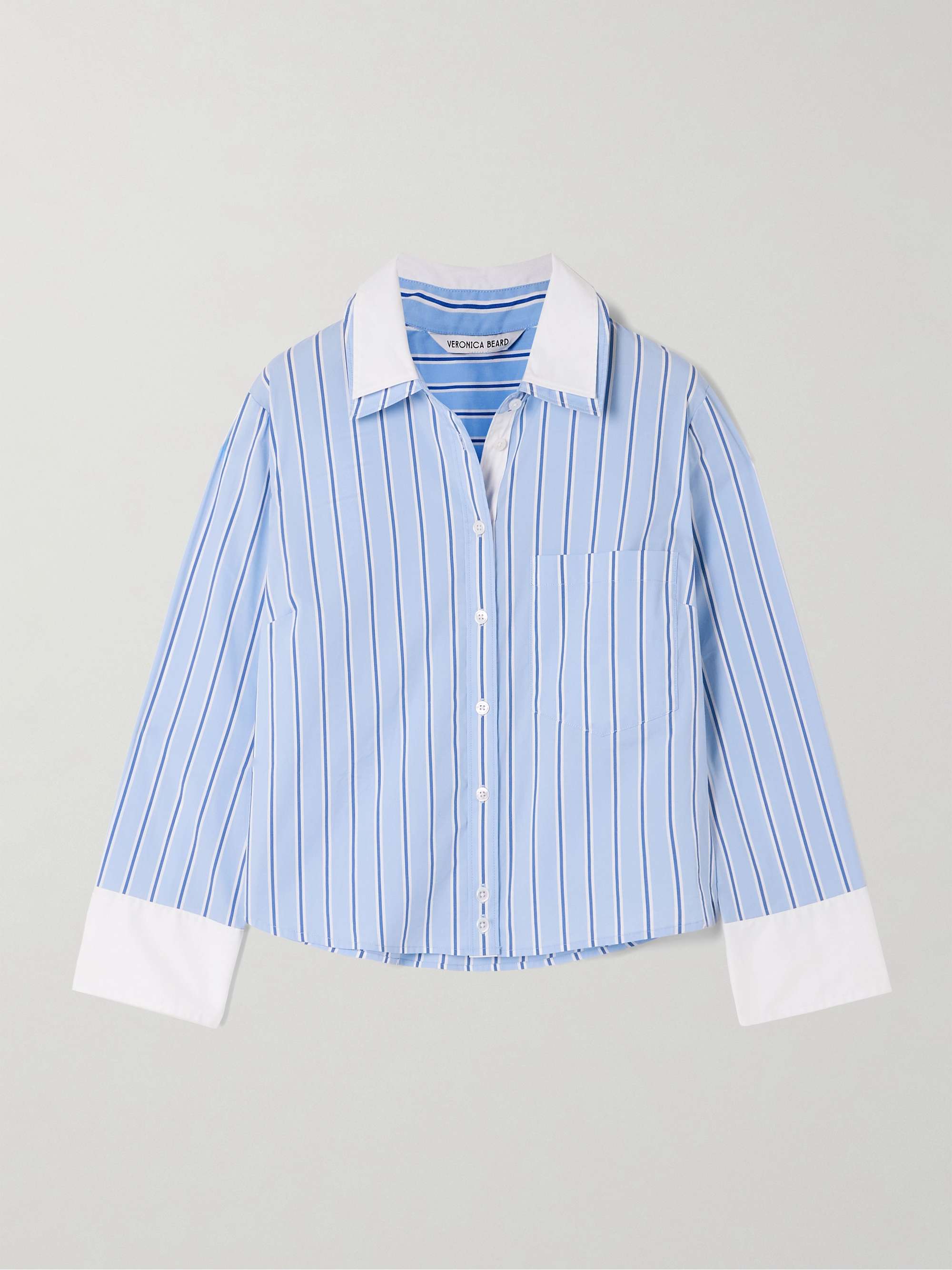 Maia Layered Striped Cotton-Poplin Shirt