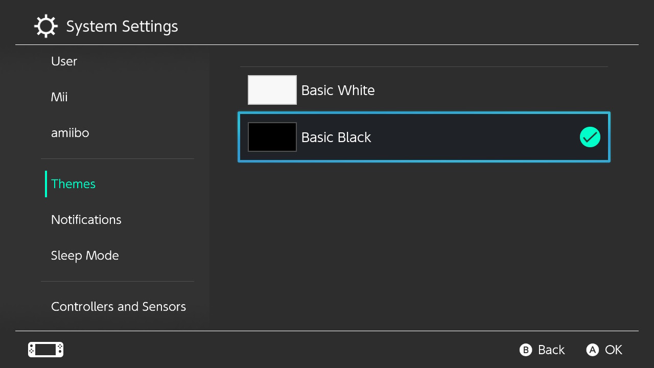 Nintendo Switch dark theme