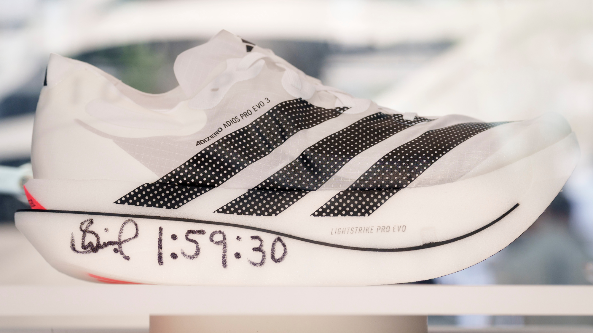 Sawe's autographed Adidas Adizero Adios Pro Evo 3 shoes 