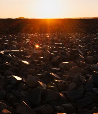 Rocky landscape surface in evening sun