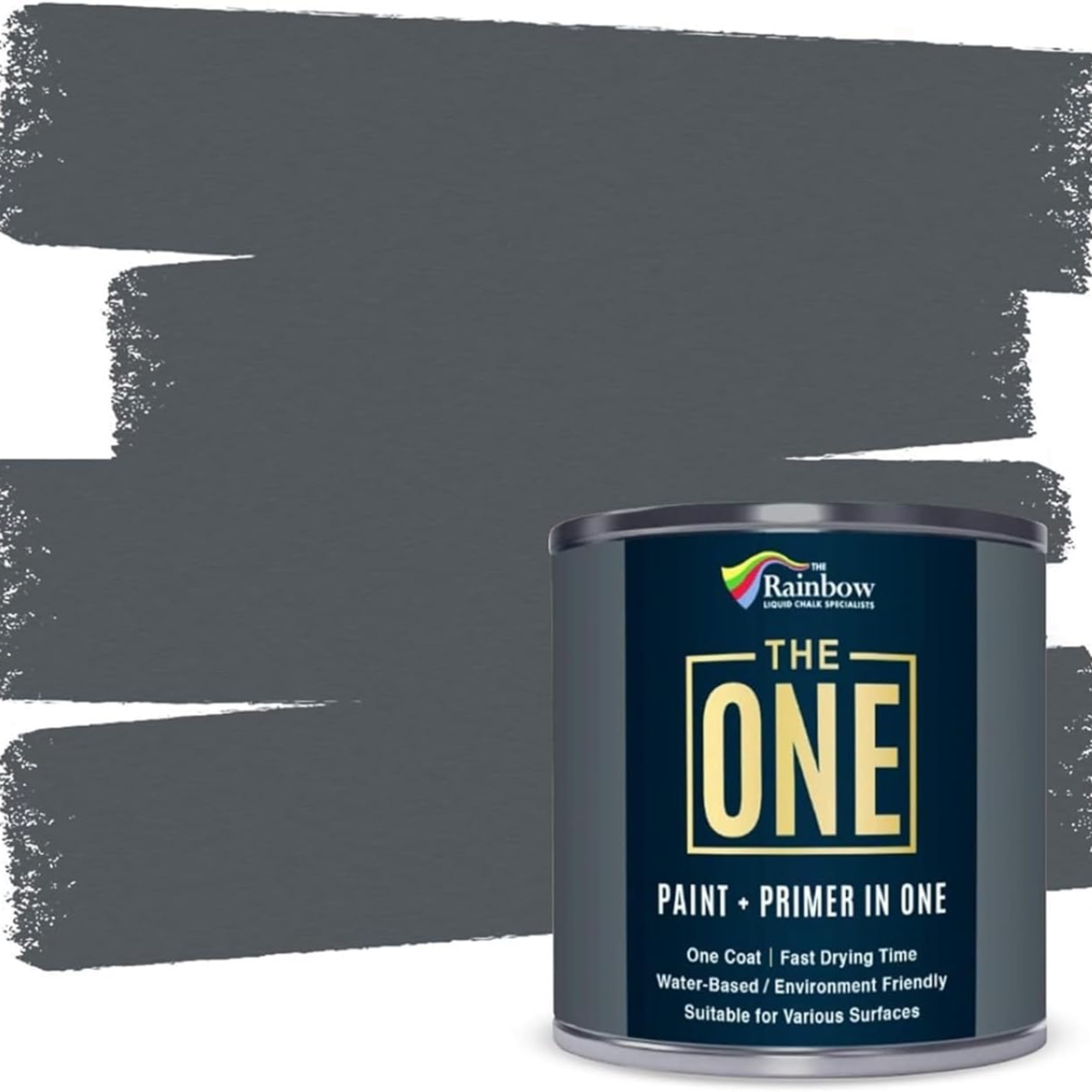 THE ONE Paint & Primer: Most Durable Paint for Exterior/Interior, Dark Grey Matte Finish, 1L