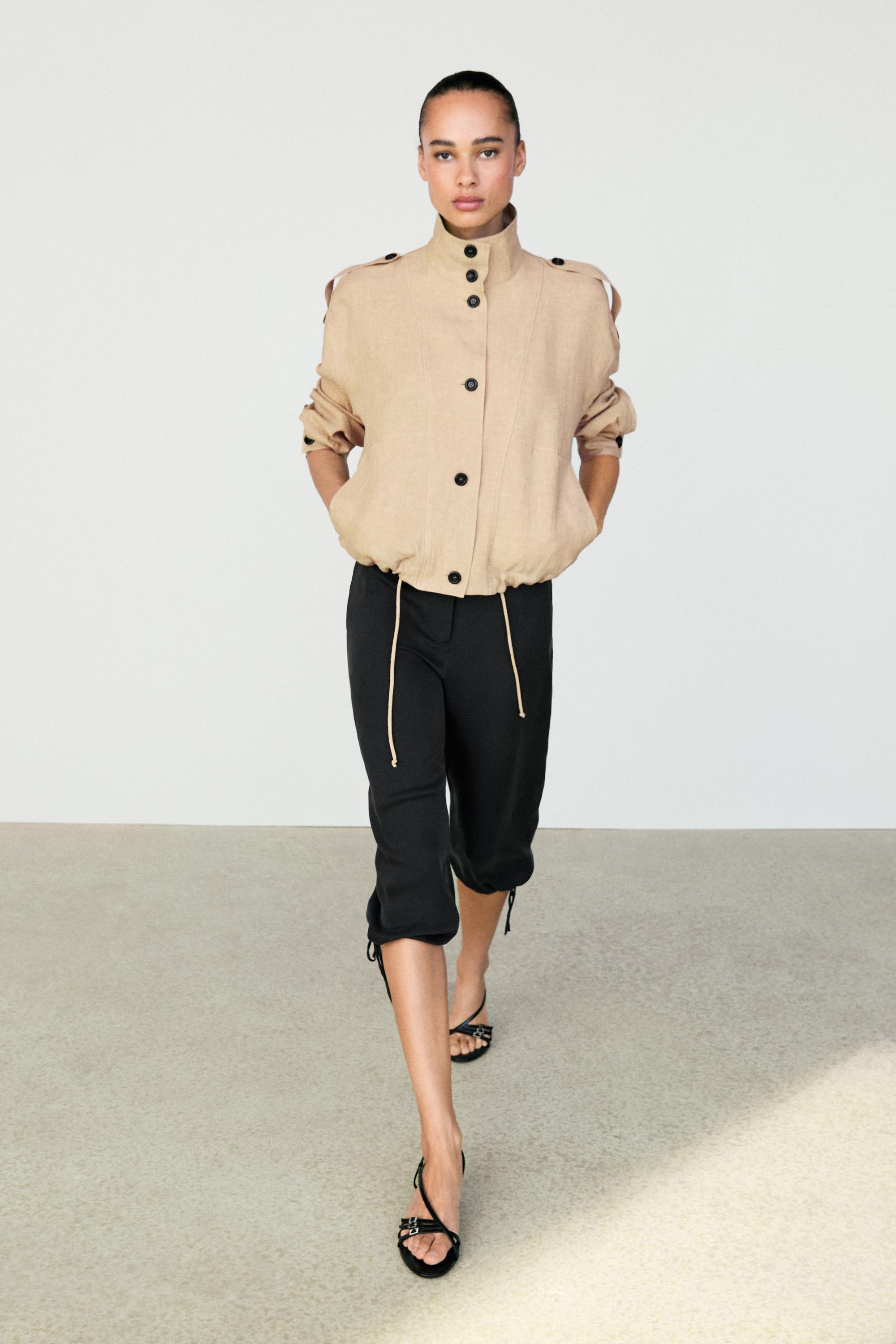 Massimo Dutti, 100% Linen Fluid Bomber Jacket