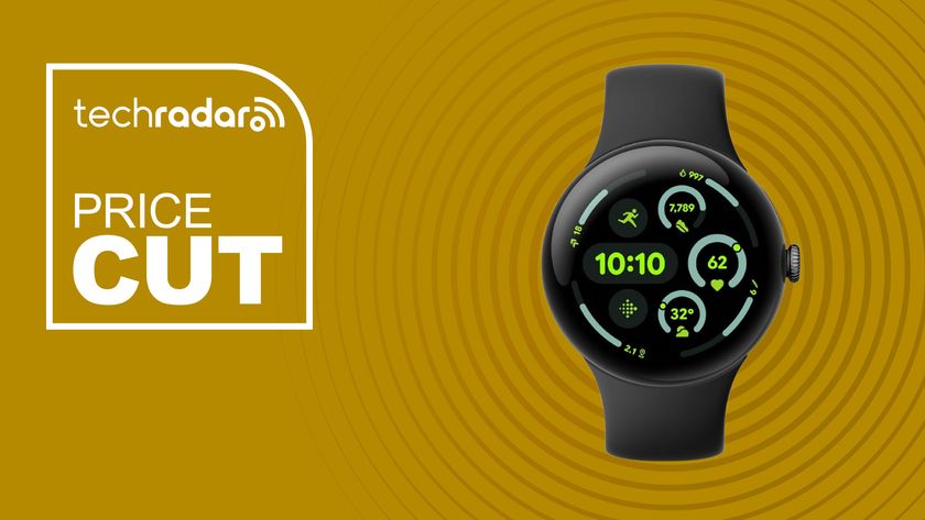 The Google Pixel Watch 3 on a yellow background with text saying Price Cut.