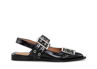 Ganni Black Feminine Buckle Ballerinas