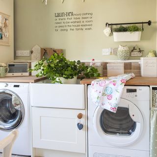 room with washing machine and dishwasher
