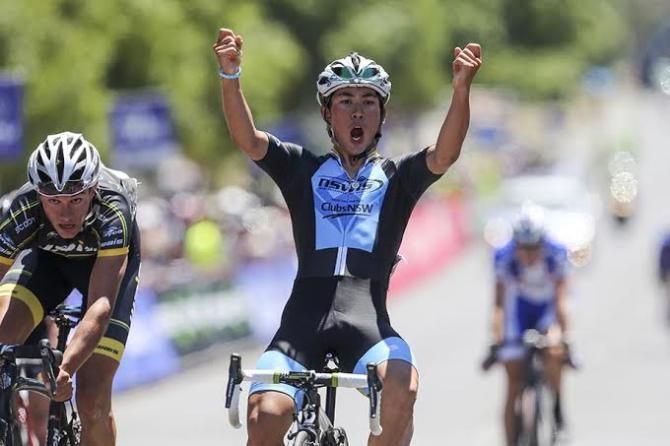 Caleb Ewan (NSW) celebrates winning the U23 Men's National Road Race