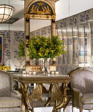 Mirrored cabinet in Crosby Street Hotel by Firmdale Hotels, designed by Kit Kemp