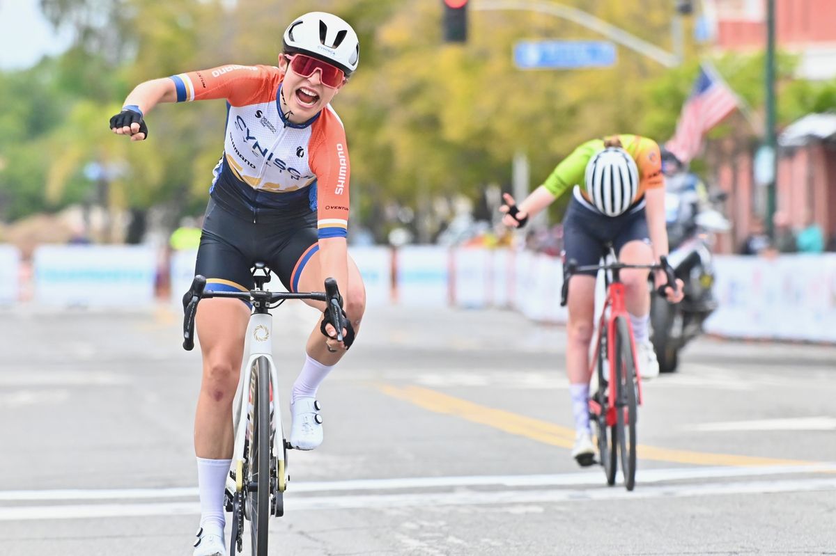Mara Roldan wins Redlands Bicycle Classic stage 5 for Cynisca Cycling