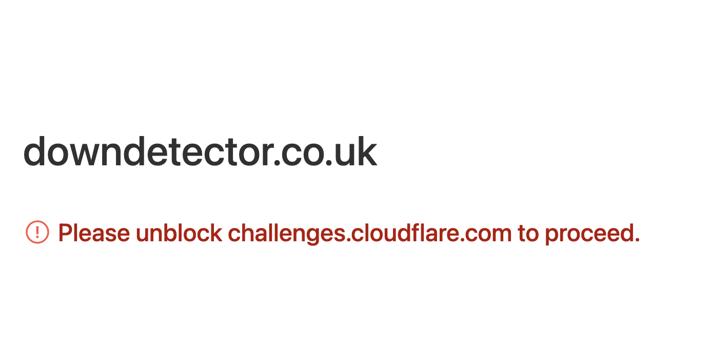 Downdetector outage status page during Cloudflare outage.