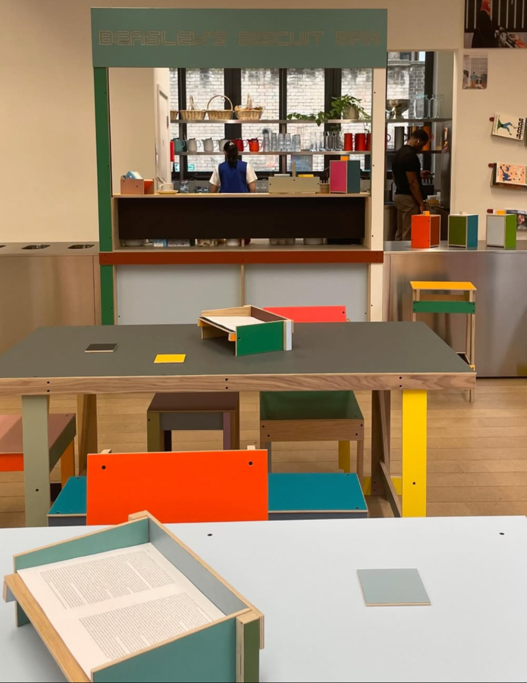 brightly coloured cafe interior