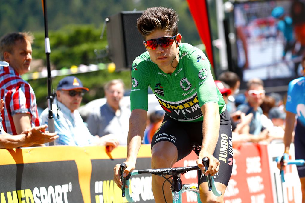 Wout van Aert in green at Criterium du Dauphine