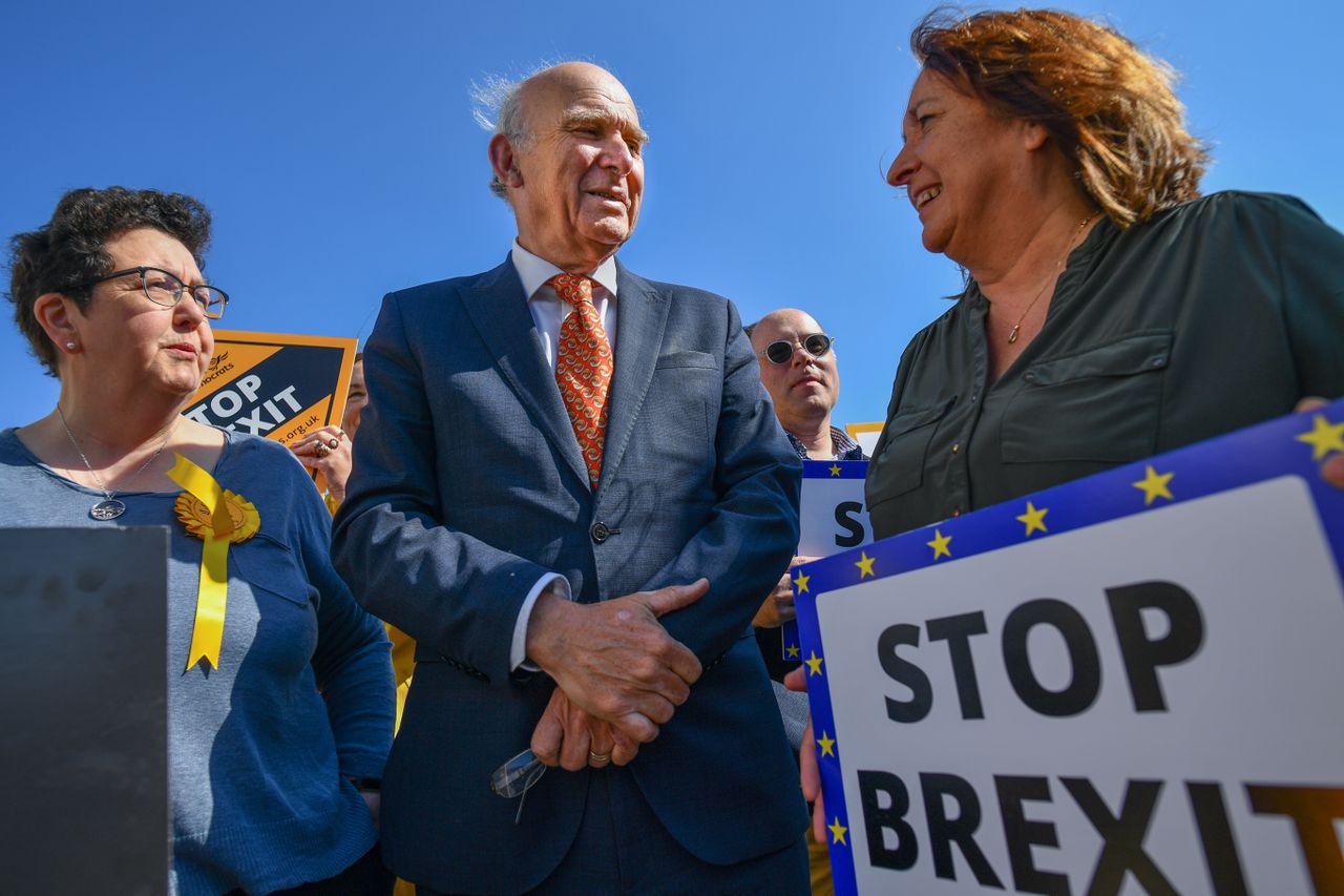 SOUTH QUEENSFERRY, SCOTLAND - MAY 16: Liberal Democrat leader Vince Cable, Sheila Ritchie, Scottish Liberal Democrats European elections candidate and Christine Jardine MP, join Lib Dem Europ