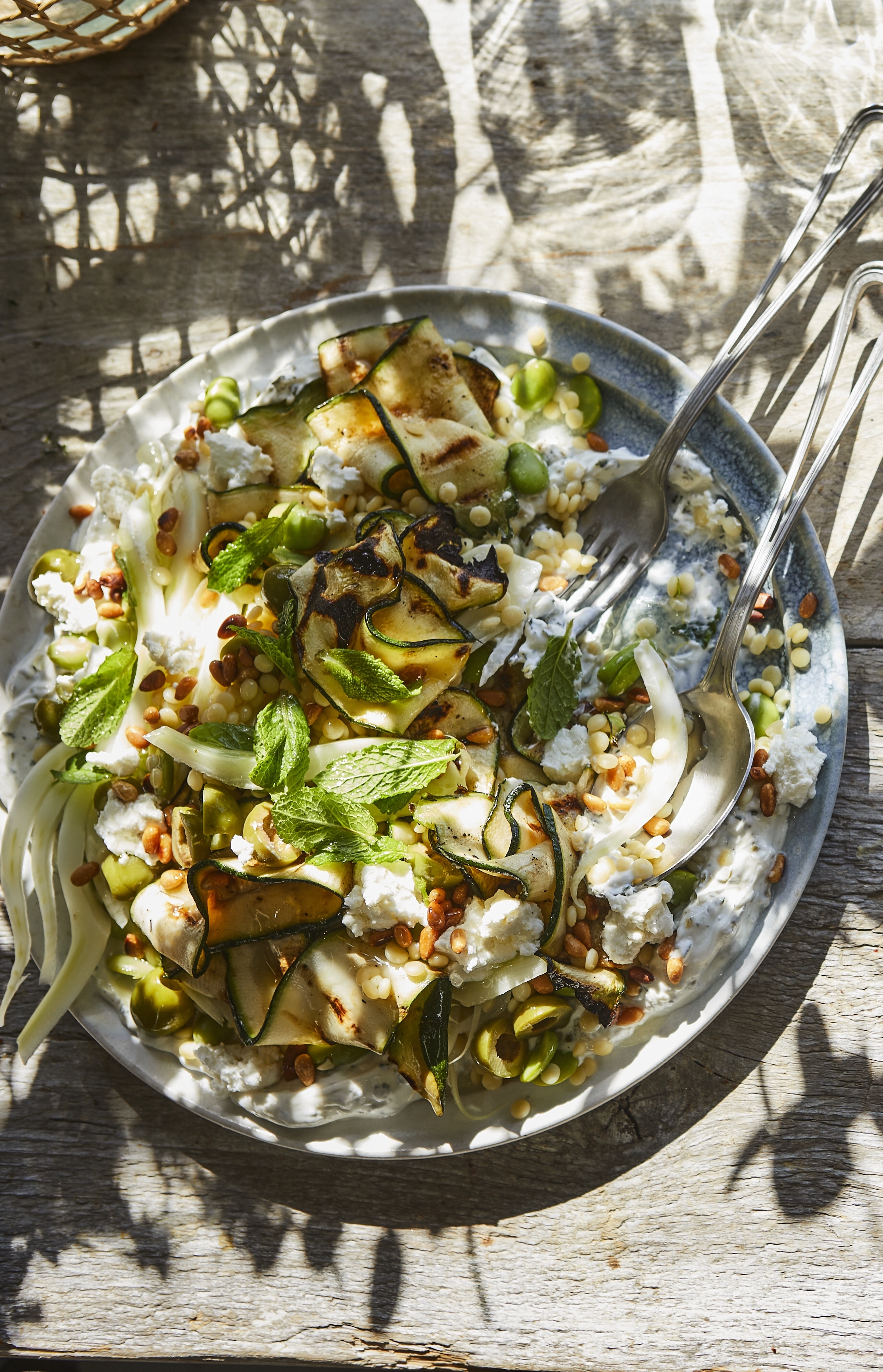 Grilled courgette and goat’s cheese salad