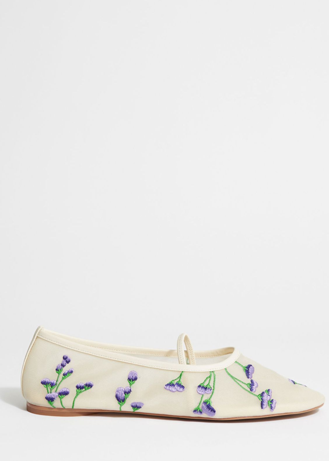 & Other stories flower-embroded Ballet Flats