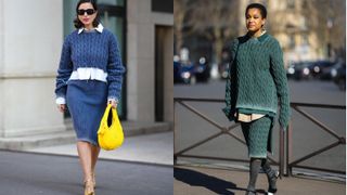 composite of street style shots of women in knitwear