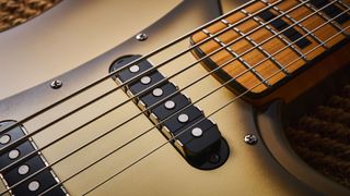 The neck pickup on the Squier Limited Edition Classic Vibe Bass VI