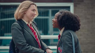 Darcy and Tara in school uniform in Heartstopper season 2
