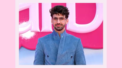 Chris Taylor Barbie movie: Chris Taylor attends the European premiere of 'Barbie' at the Cineworld Leicester Square in London, United Kingdom on July 12, 2023./ in a pink template