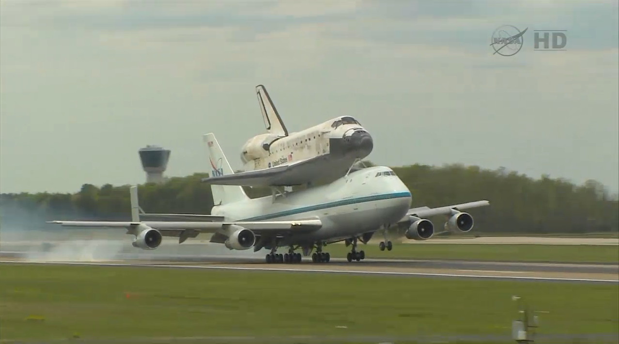 Shuttle Carrier Aircraft Carrying Discovery Lands