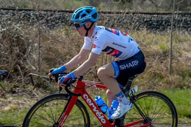 Stage 4 winner Tom Jelte Slagter (Garmin-Sharp) in the best young rider's jersey during stage 5