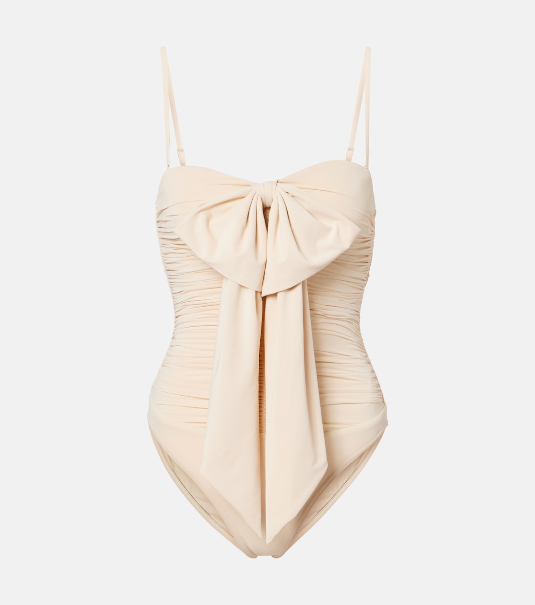 Como Bow-Detail Draped Swimsuit in White - Zimmermann