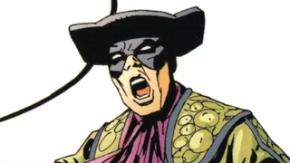 Matador, a villain who is a matador, bellows a taunt.