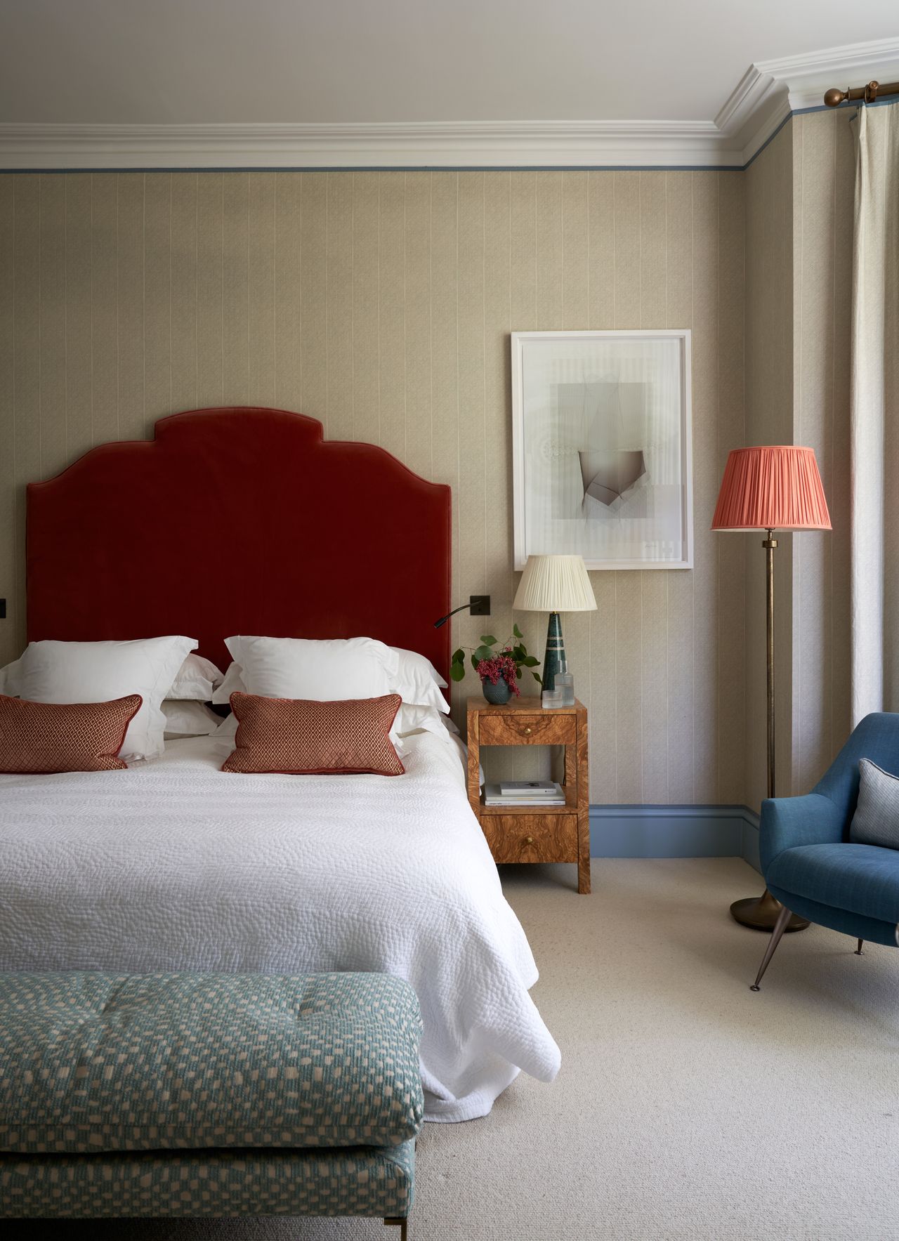 Classic bedroom with floor lamp