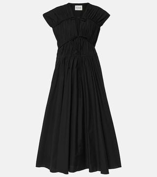 Ceres Gathered Cotton Midi Dress