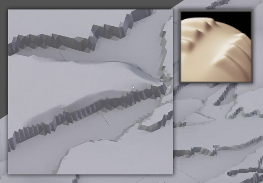 Use the Scrape brush to refine your rocks