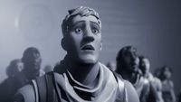Black and white shot of stunned Fortnite character