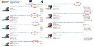 Most of the current Surface lineup is now denoted as "Old Version" on Amazon