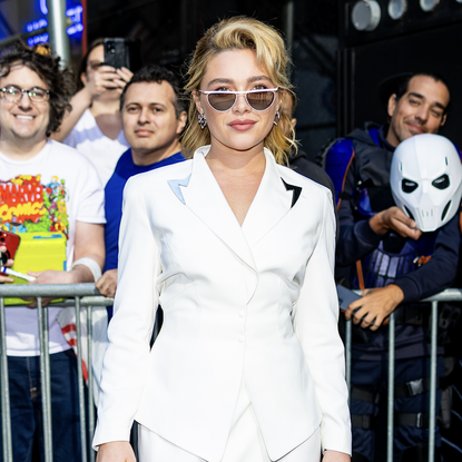 Florence Pugh is seen in SoHo on April 30, 2025 in New York City.