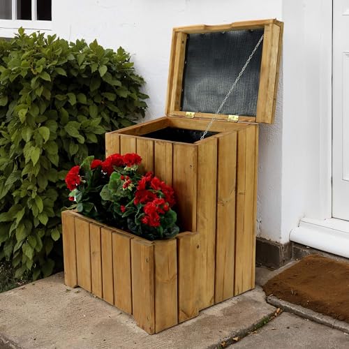 Zest Parcel Box Outdoor With Planter &amp;ndash; Delivery Box for Parcels Waterproof &amp;ndash; Internet Delivery Parcel Bin - Softwood - 16 Litres - 0.70 M (w) X 55 M (d) X 0.54 M (h)