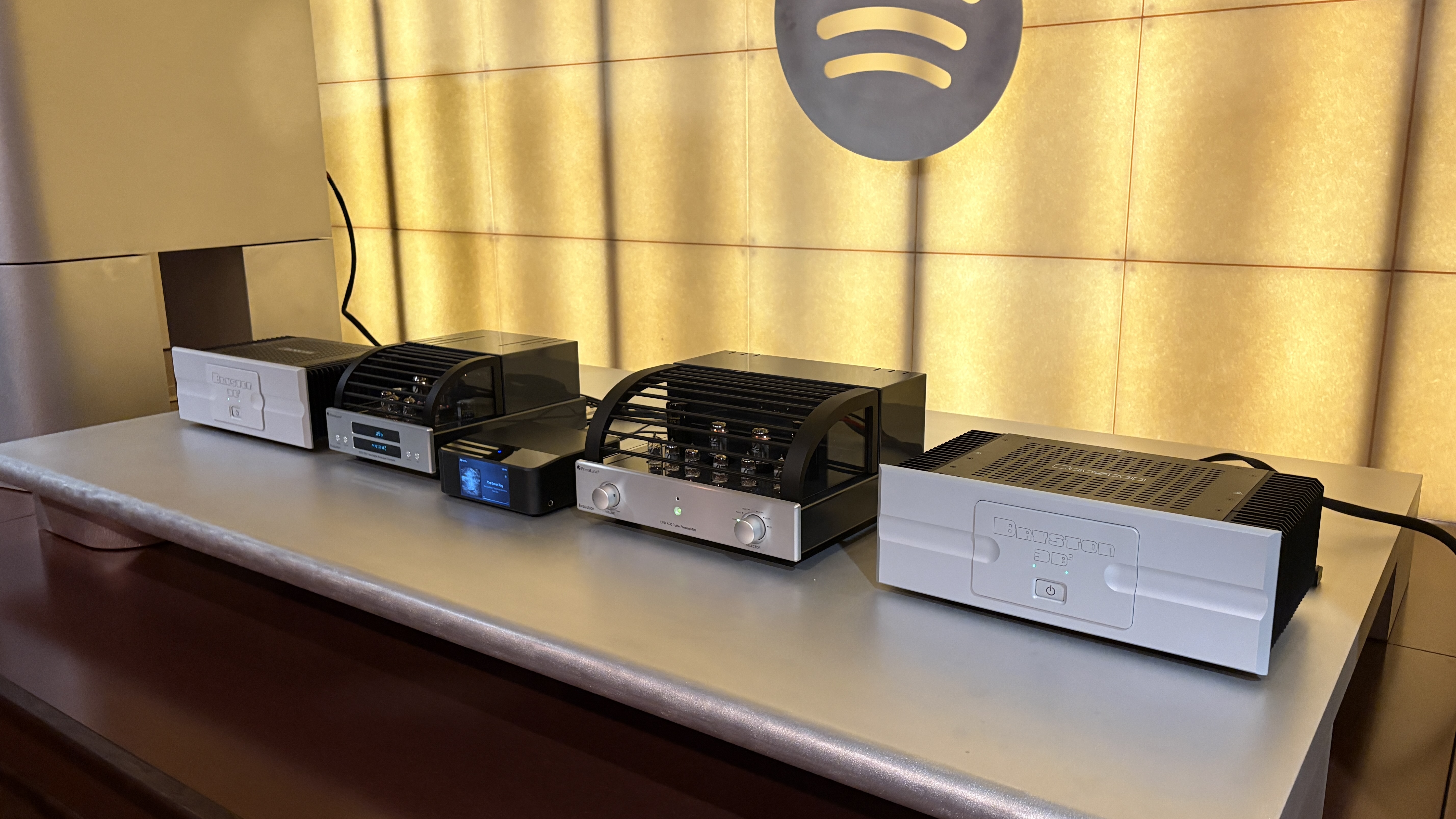 Hi-fi amps and streamer in Spotify Listening Lounge