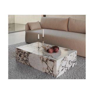 marble block coffee table with brown veining