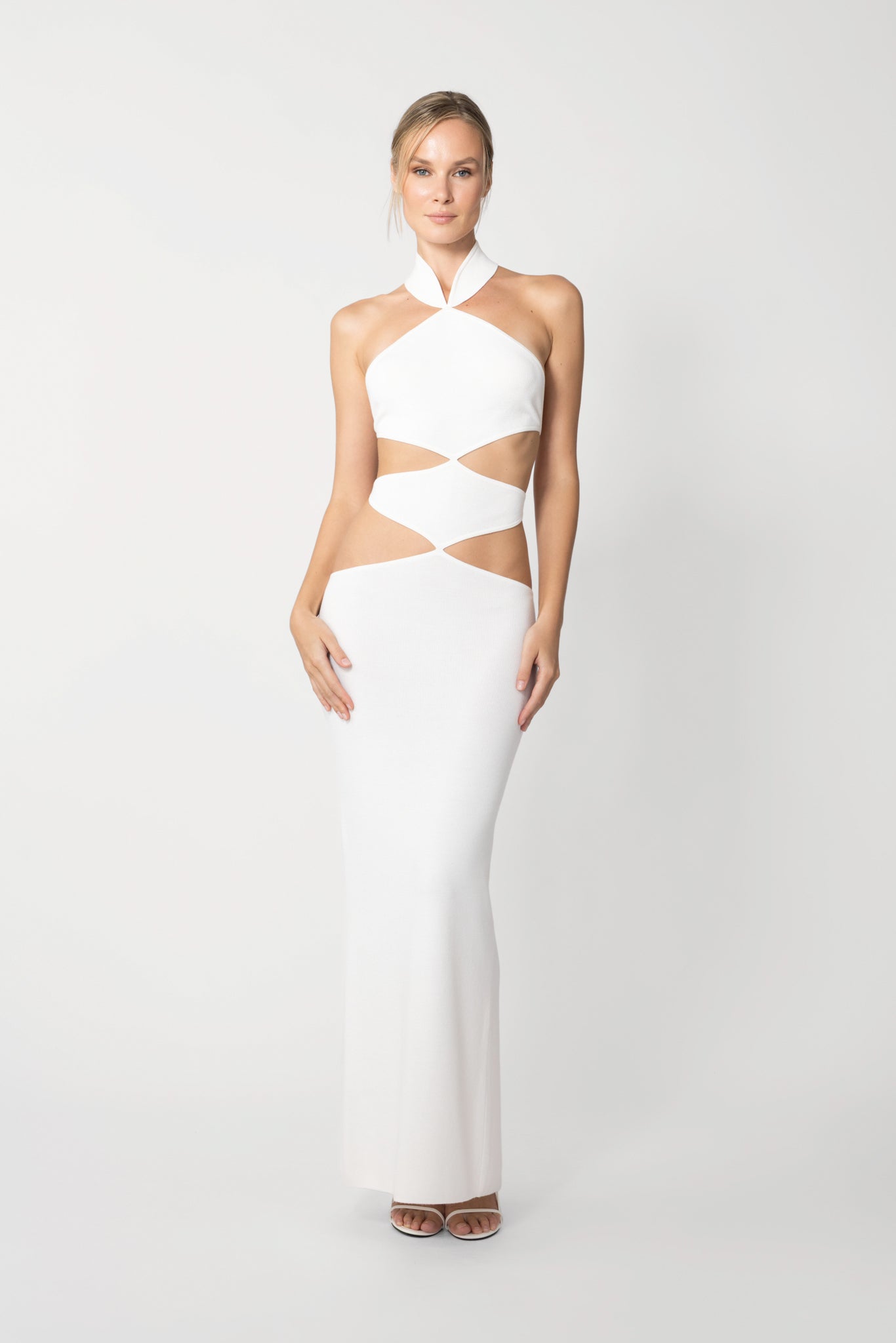 Selma Knit Cut-Out Dress - White / Xs