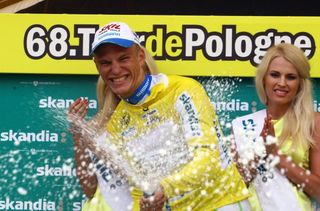 Marcel Kittel (Skil-Shimano) dons the first yellow jersey of the Tour de Pologne.