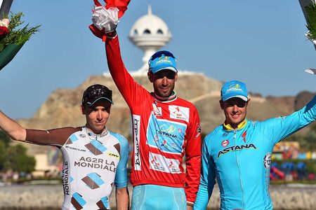 Vincenzo Nibali (Astana) takes centre stage on the final podium