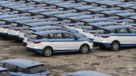 BYD Co. E5 electric vehicles in taxi livery at a lot in Shenzhen, China, on Wednesday, Jan. 17, 2024