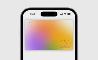 Apple iPhone 14 Pro Max, ’Dynamic Island’. The back of a white phone with a hologram panel on it.