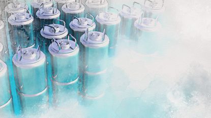 An illustration of cryotubes used to store biological samples at low temperatures.