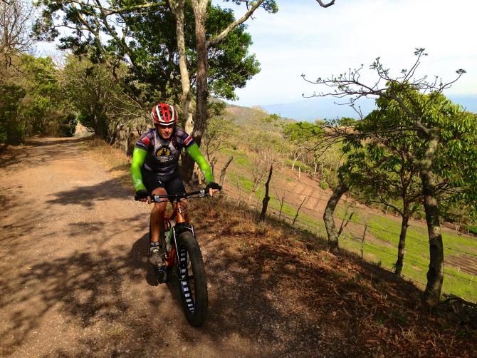 A rider on a fat bike in Costa Rica
