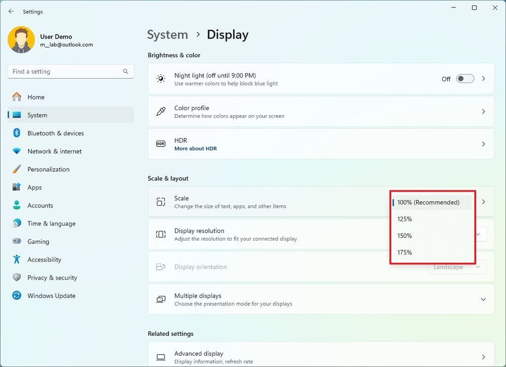 Change scale settings