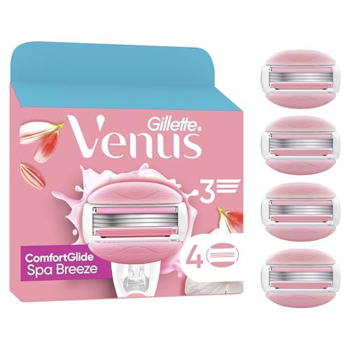 Gillette Venus Comfortglide Spa Breeze Women's Razor Blade Refills, Pack of 4, 3 Built-In Blades for a Smooth, Close Shave That Lasts