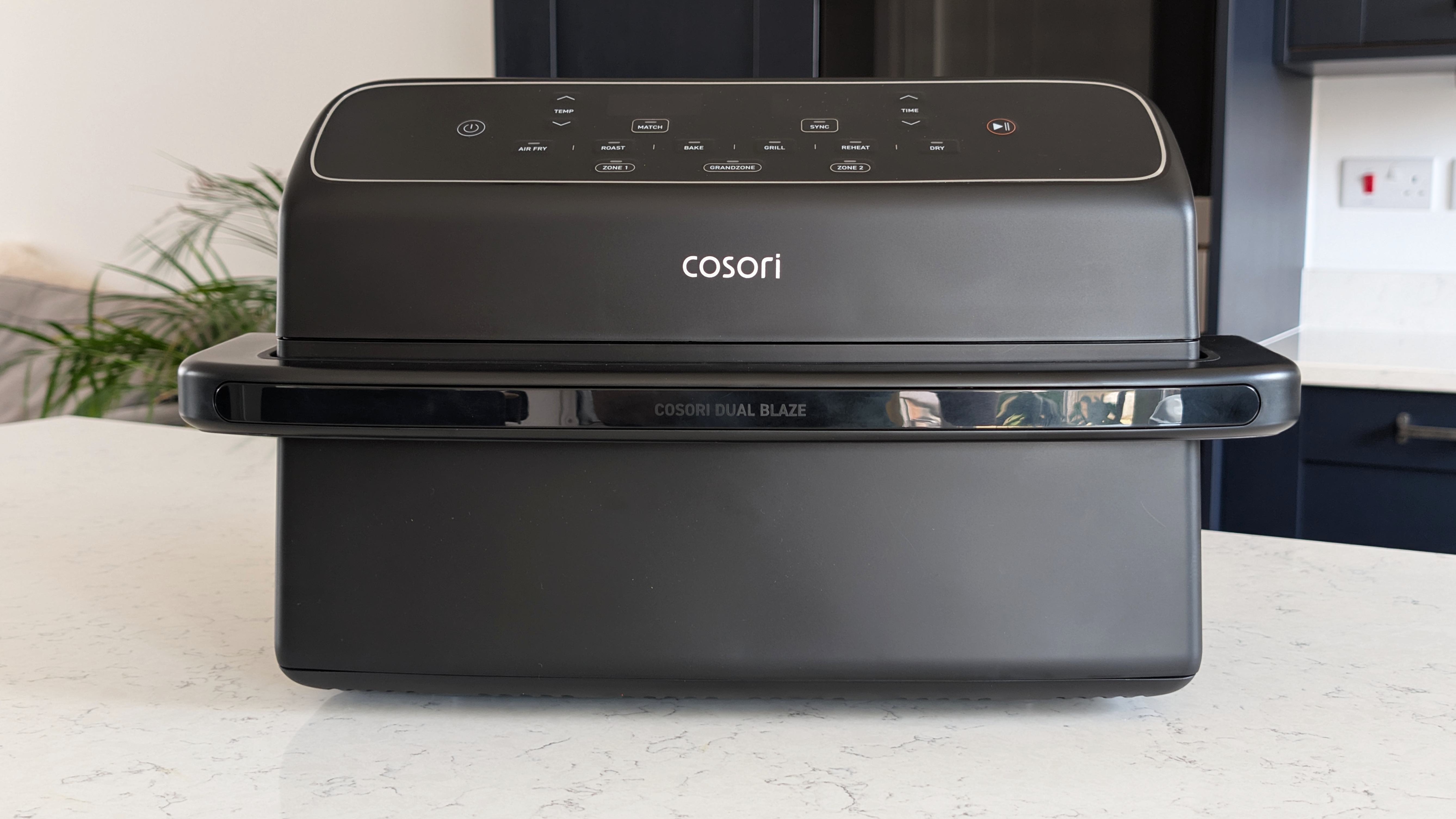 Cosori Dual Blaze Twinfry Compact air fryer on kitchen counter