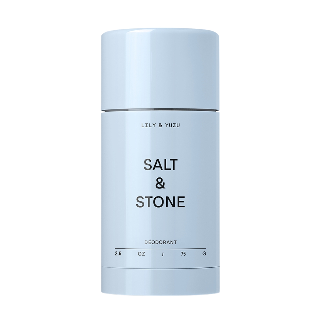 Light blue bottle of Salt &amp;amp; Stone Lily &amp;amp; Yuzu Deodorant