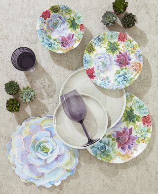 tableware with plates and glass