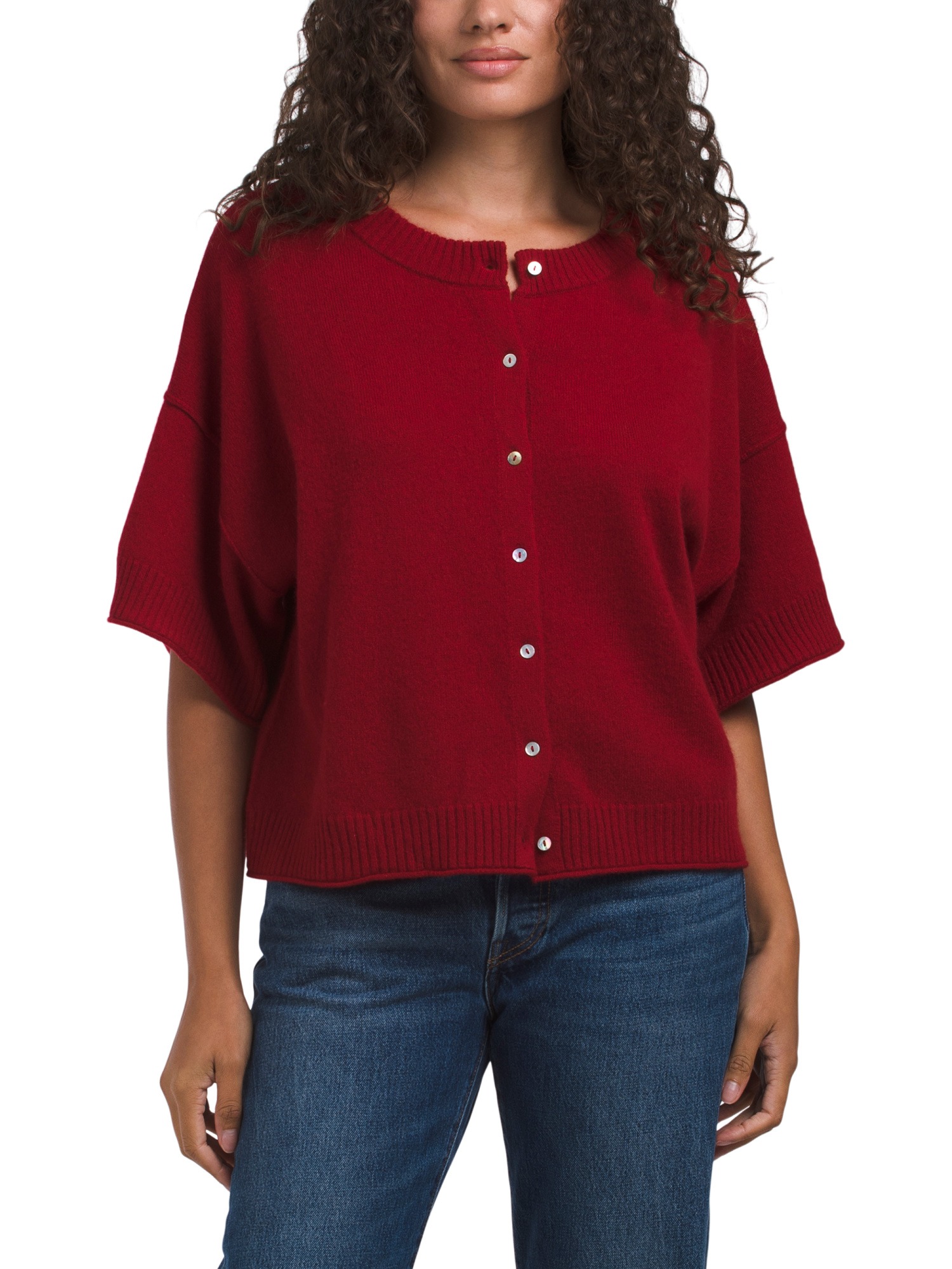 Jason Wu, Cashmere Boxy Short Sleeve Cardigan