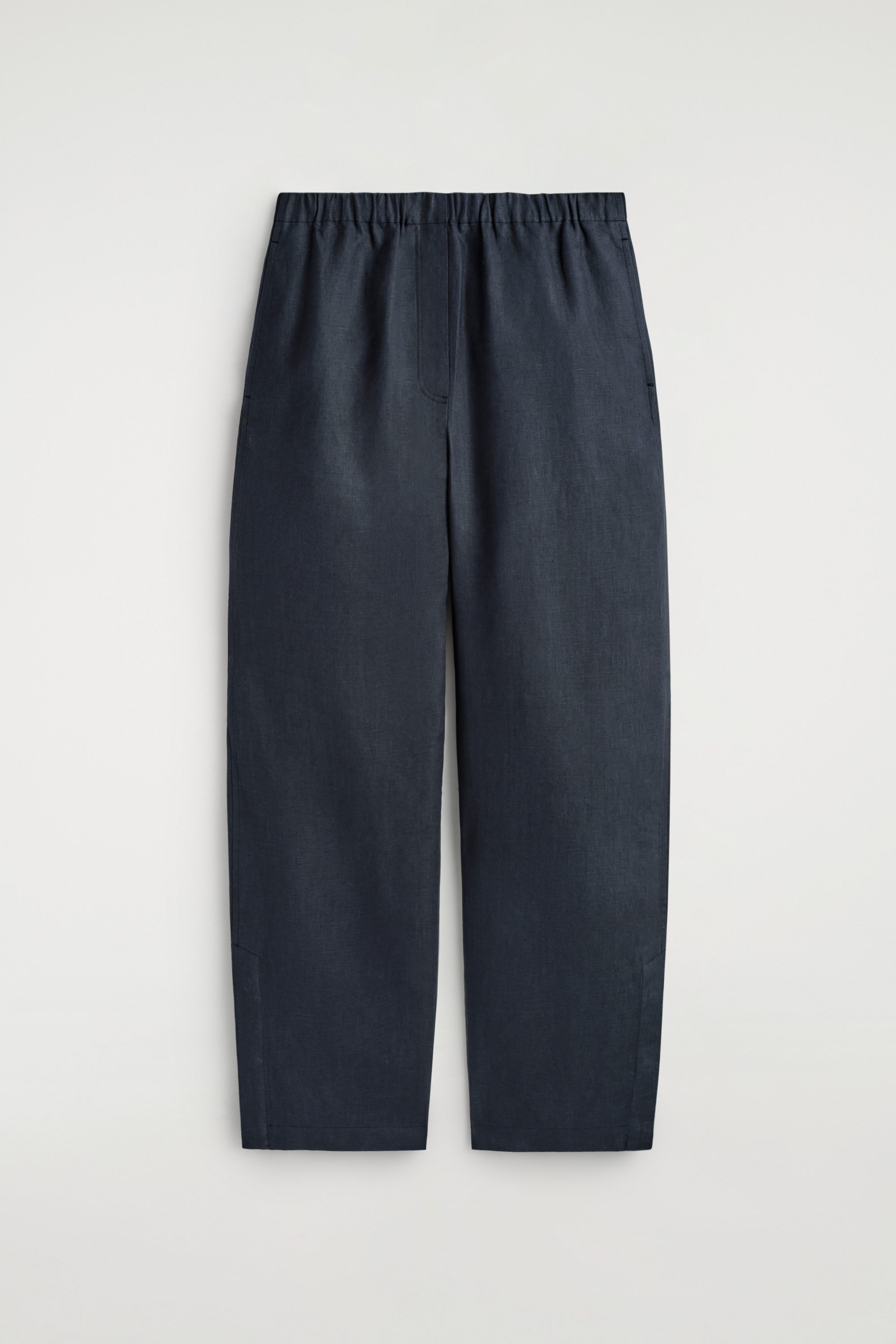 Elasticated Linen Barrel-Leg Pants