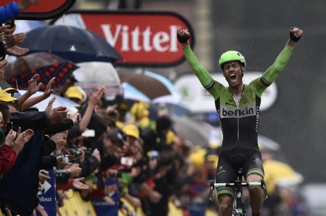 A triumphant Lars Boom (Belkin) in stage 5